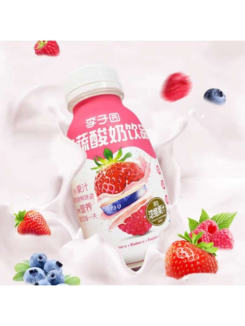 李子园草莓蓝莓红树莓果蔬 酸牛奶