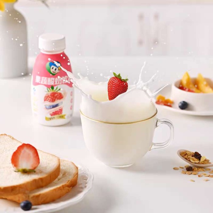 李子园草莓蓝莓红树莓果蔬 酸牛奶