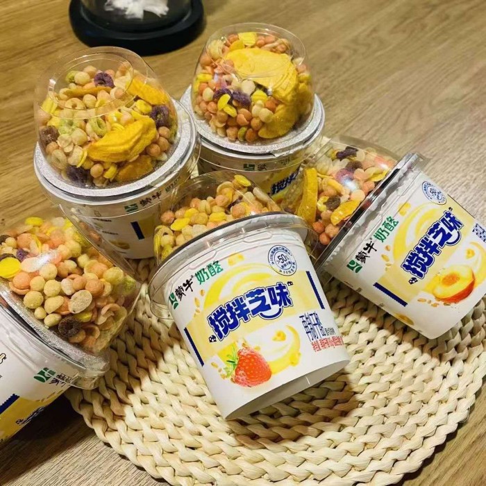 蒙牛奶酪谷物搅拌芝味黄桃味